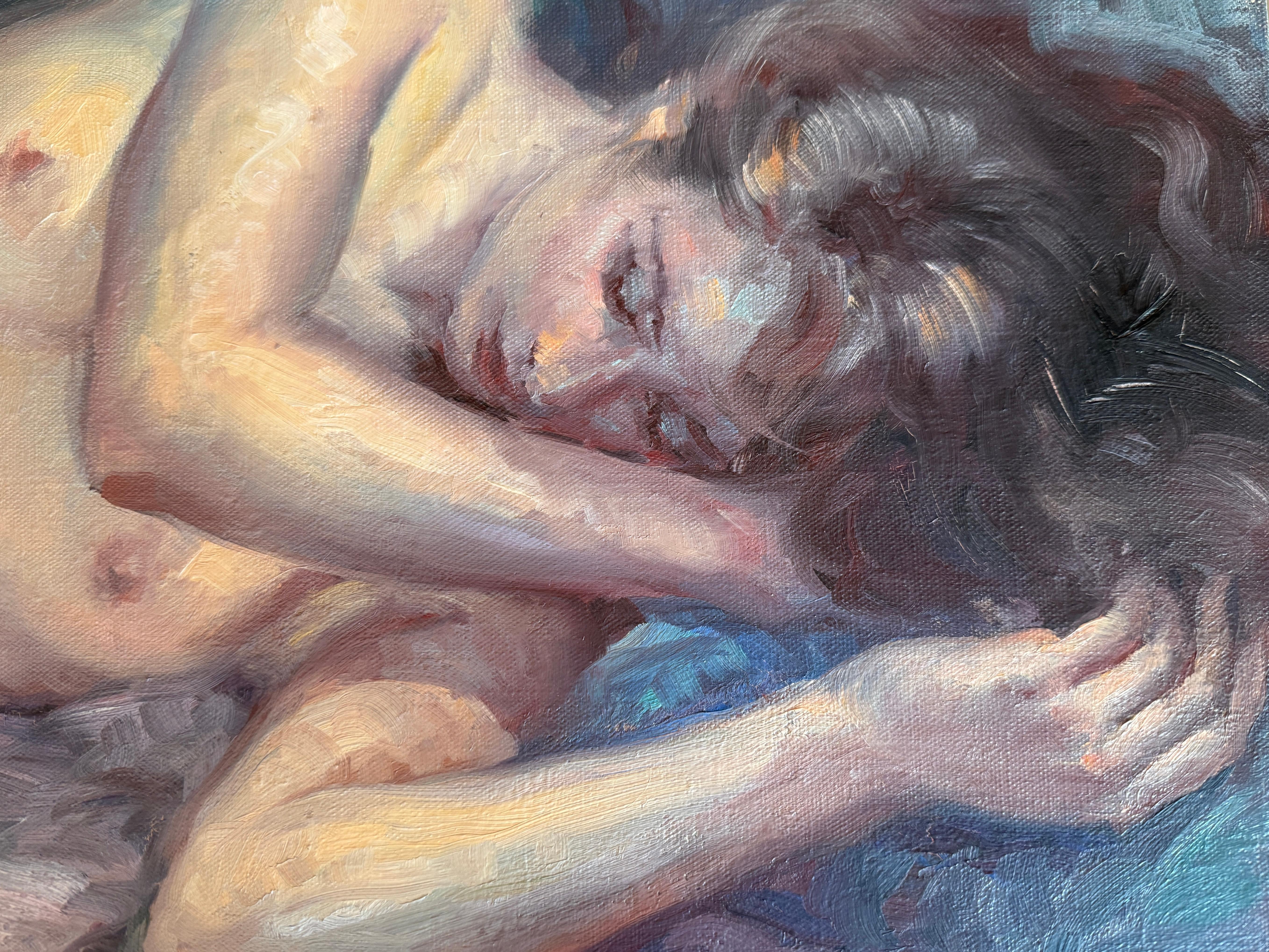 Liegender Akt Öl auf Leinwand Gemälde Frau (Impressionismus), Painting, von Roser Vinardell