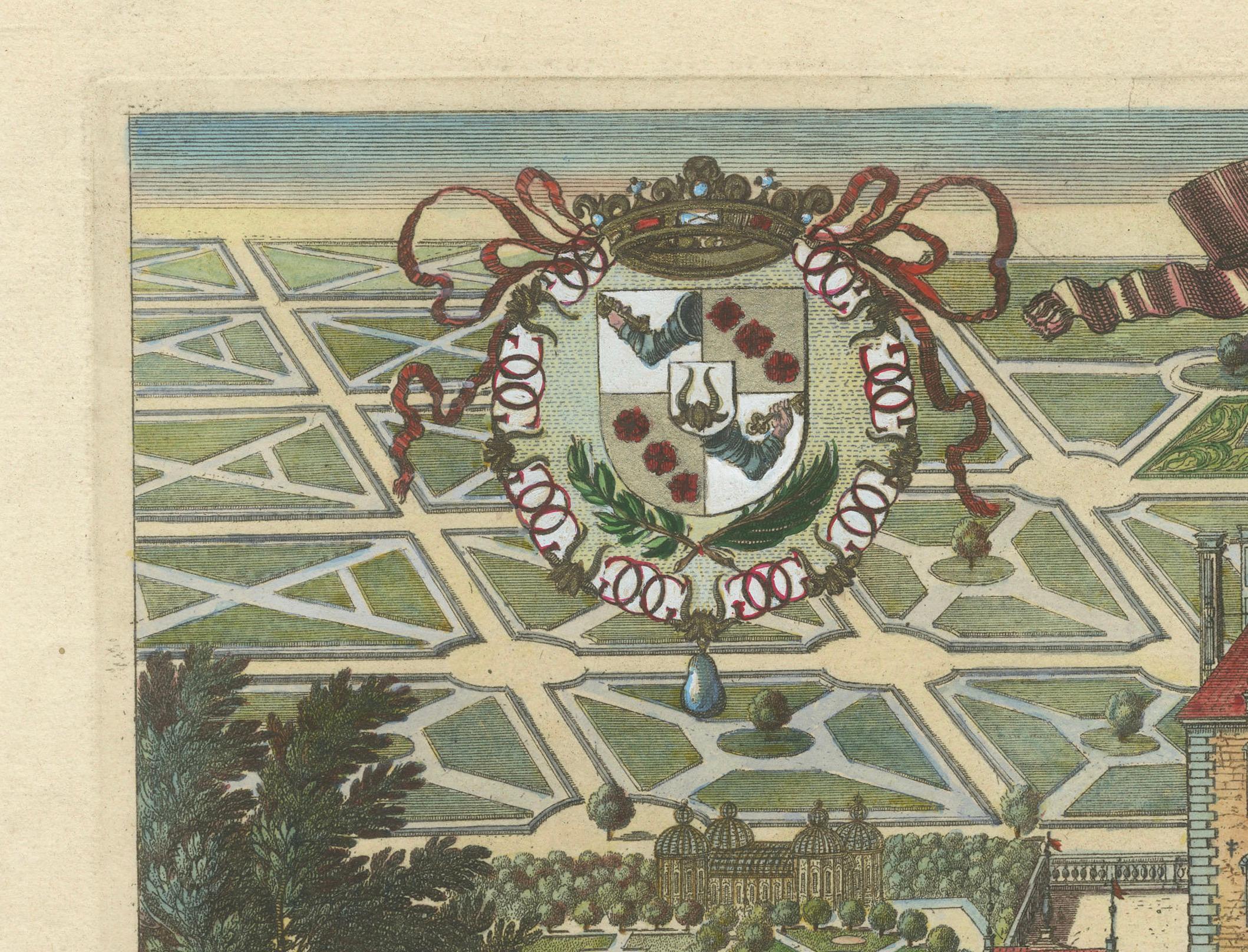 Castle and Gardens de Rosersberg à l'époque baroque suédoise, 1690 Bon état - En vente à Langweer, NL