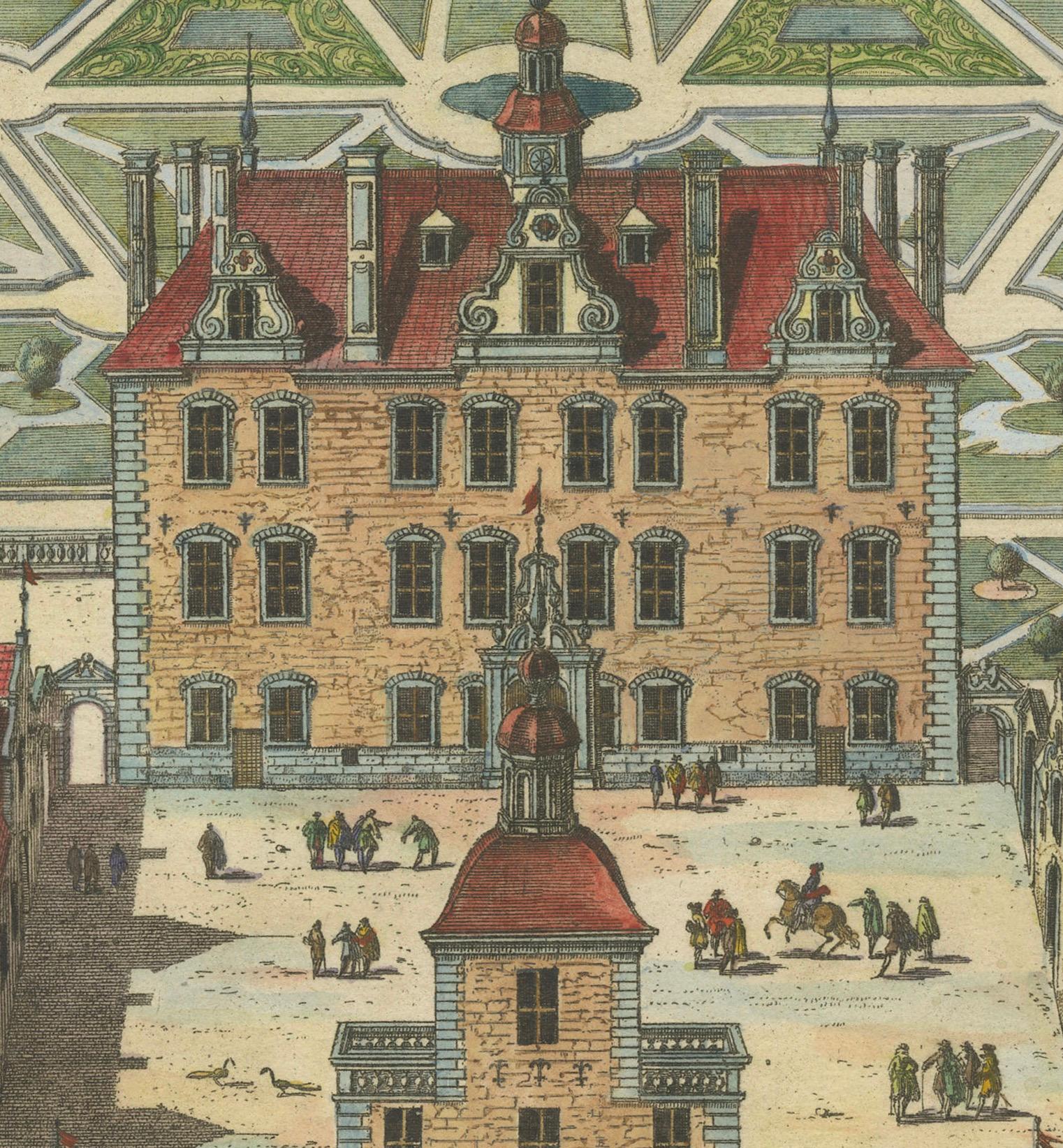 Papier Castle and Gardens de Rosersberg à l'époque baroque suédoise, 1690 en vente