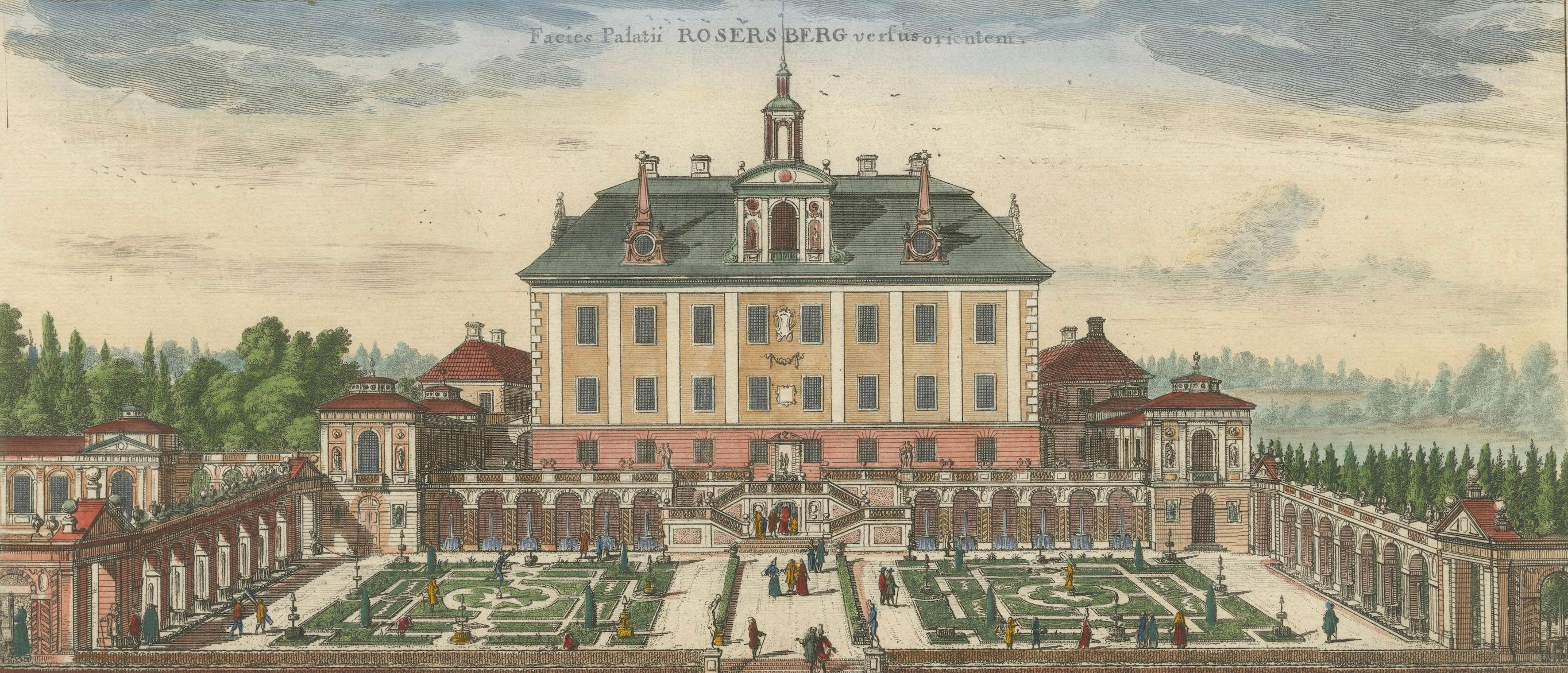 17ème siècle Palais de Rosersberg en Suède : Dual Perspectives par Willem Swidde, vers 1695 en vente