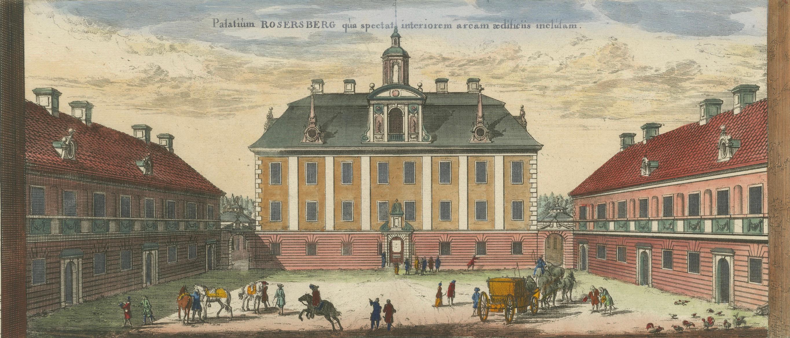 Paper Rosersberg Palace in Sweden: Dual Perspectives by Willem Swidde, circa 1695 For Sale