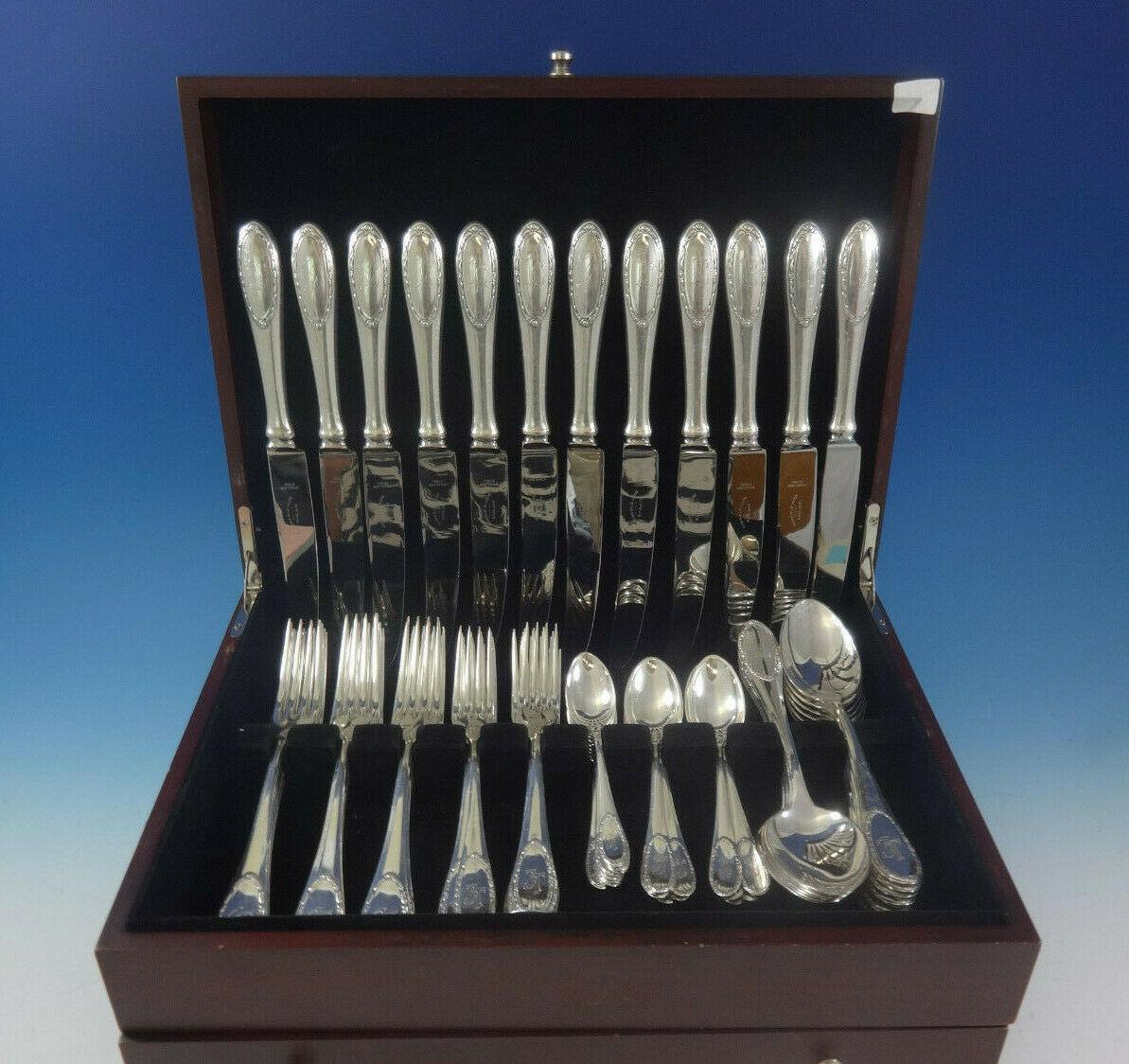 Roses Aka Roschen #86 by Bremer Silberwarenfabrik

Roses Aka Roschen #86 by Bremer Silberwarenfabrik Tea Tura (Bsf 90) German dinner silver plated flatware set of 70 pieces. This set includes:

12 dinner knives, 9 3/4