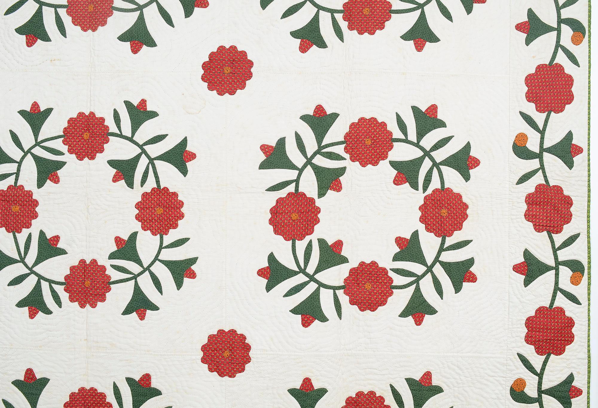 American Roses and Bells Quilt For Sale