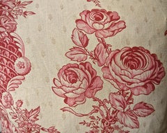Roses and Columns With Tassels Cotton Pillow French, 19th Century