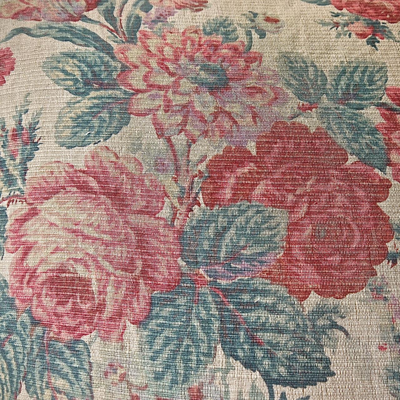 Roses and Tulips Linen Pillow French For Sale 3