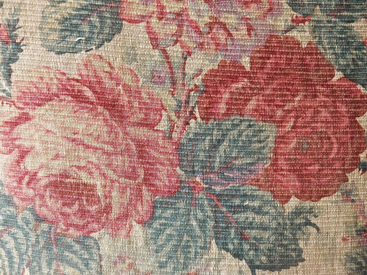 Roses and Tulips Linen Pillow French For Sale 4