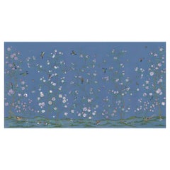 Roses Blue Chinoiserie Mural Wallpaper