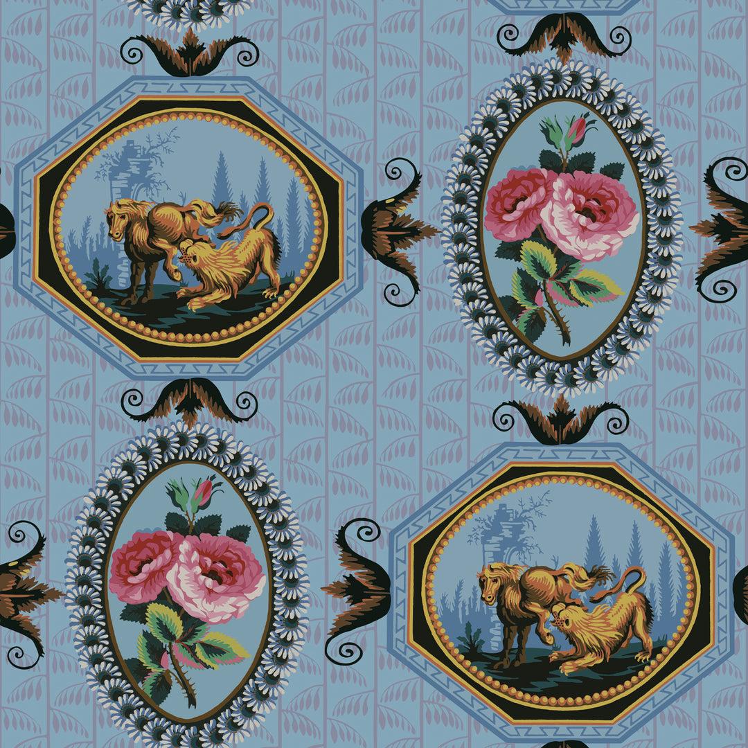 Neoclassical 'Roses Camée‘ wallpaper by Papier Français, collection BNF N°1 For Sale