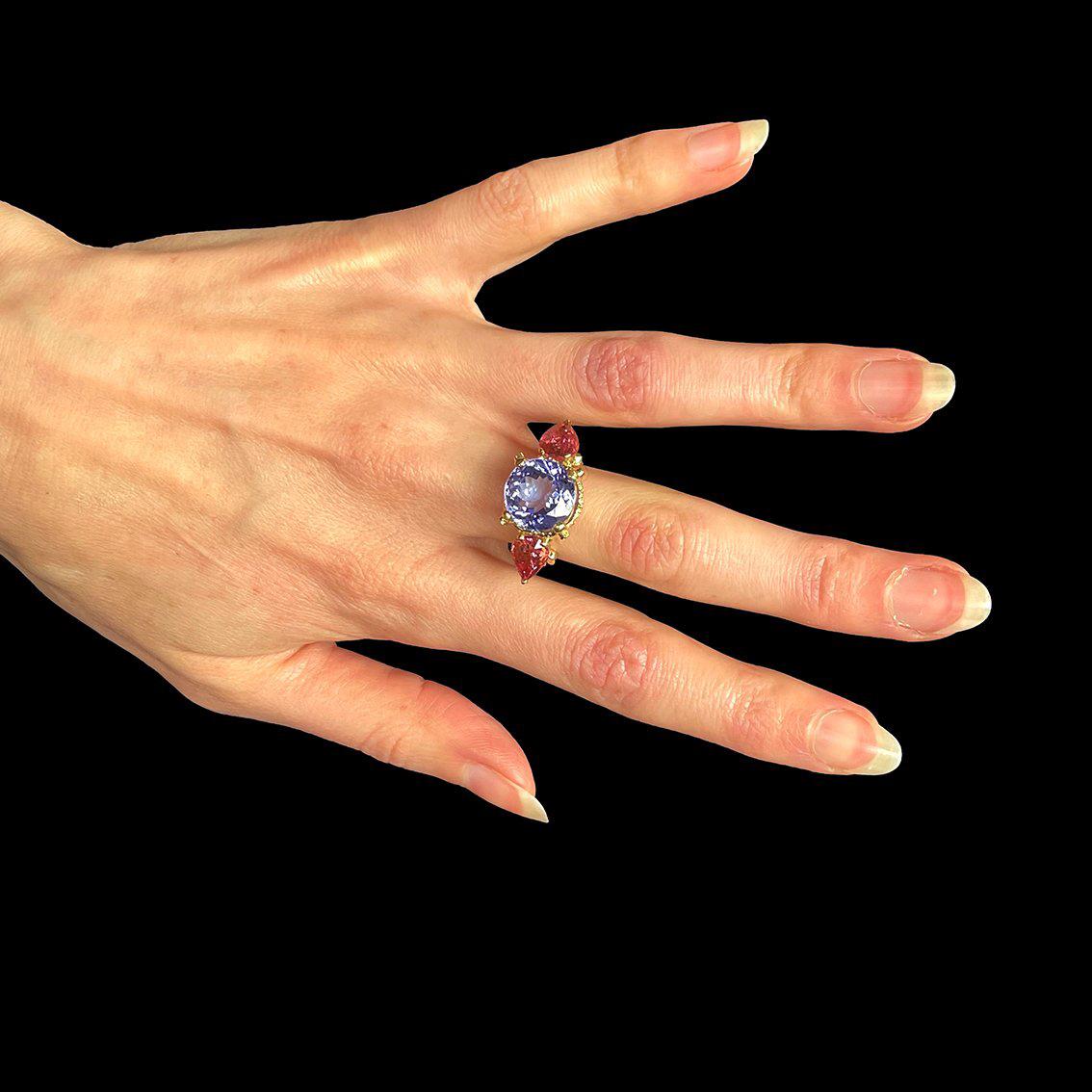 Tanzanite, Tourmalines, Diamonds gold ring  For Sale 3