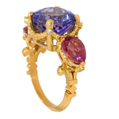 Tanzanite, Tourmalines, Diamonds gold ring