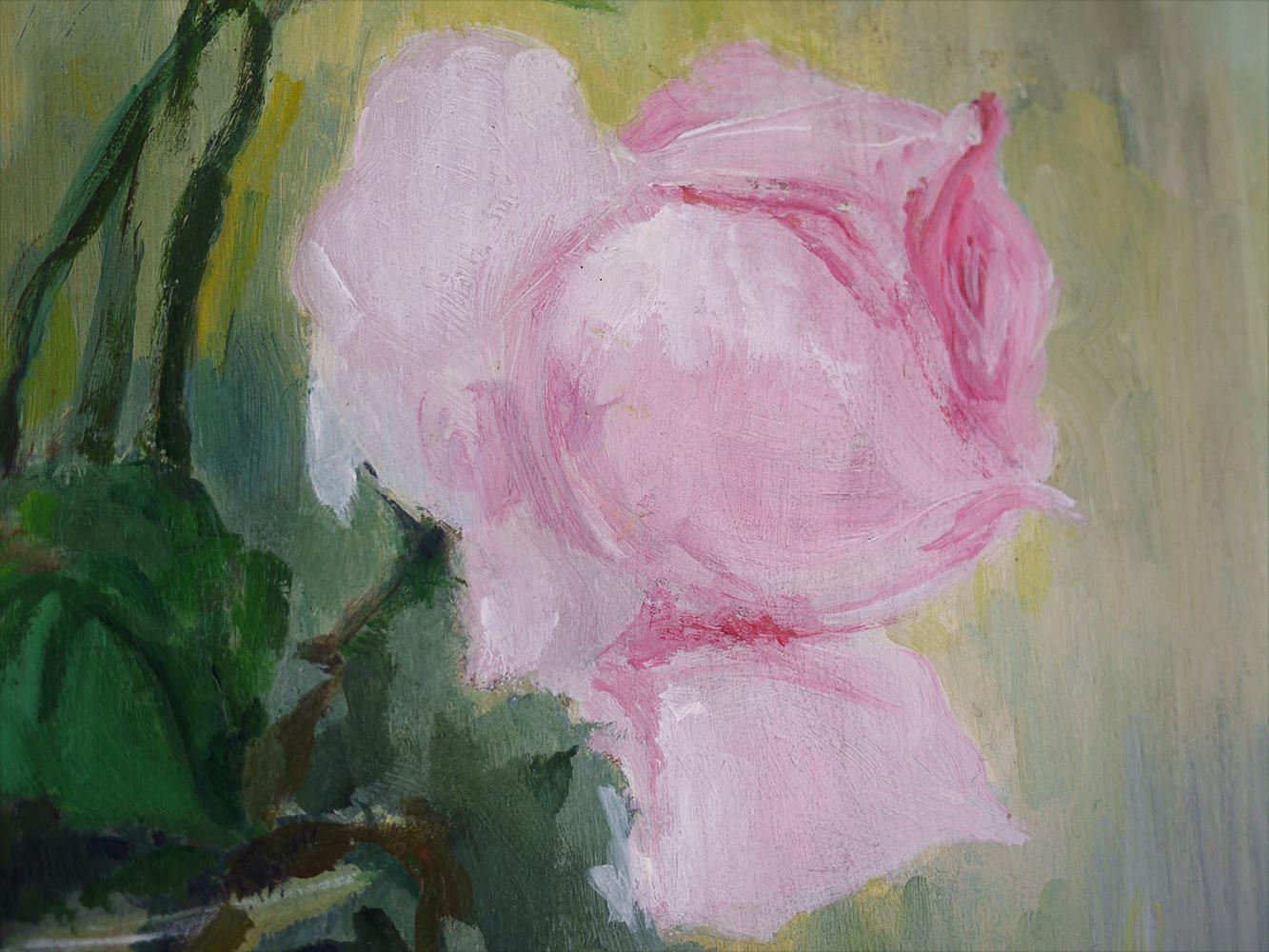 French Roses Oil Painting, Still Life with Flowers, 1950