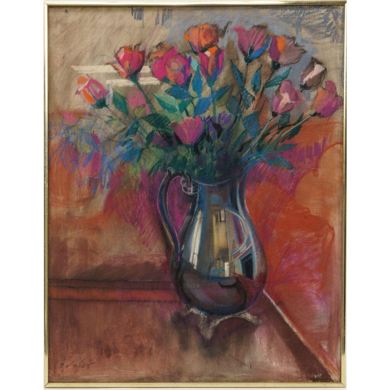 Roses Oil Pastel Painting By John Elliot For Sale At 1stdibs