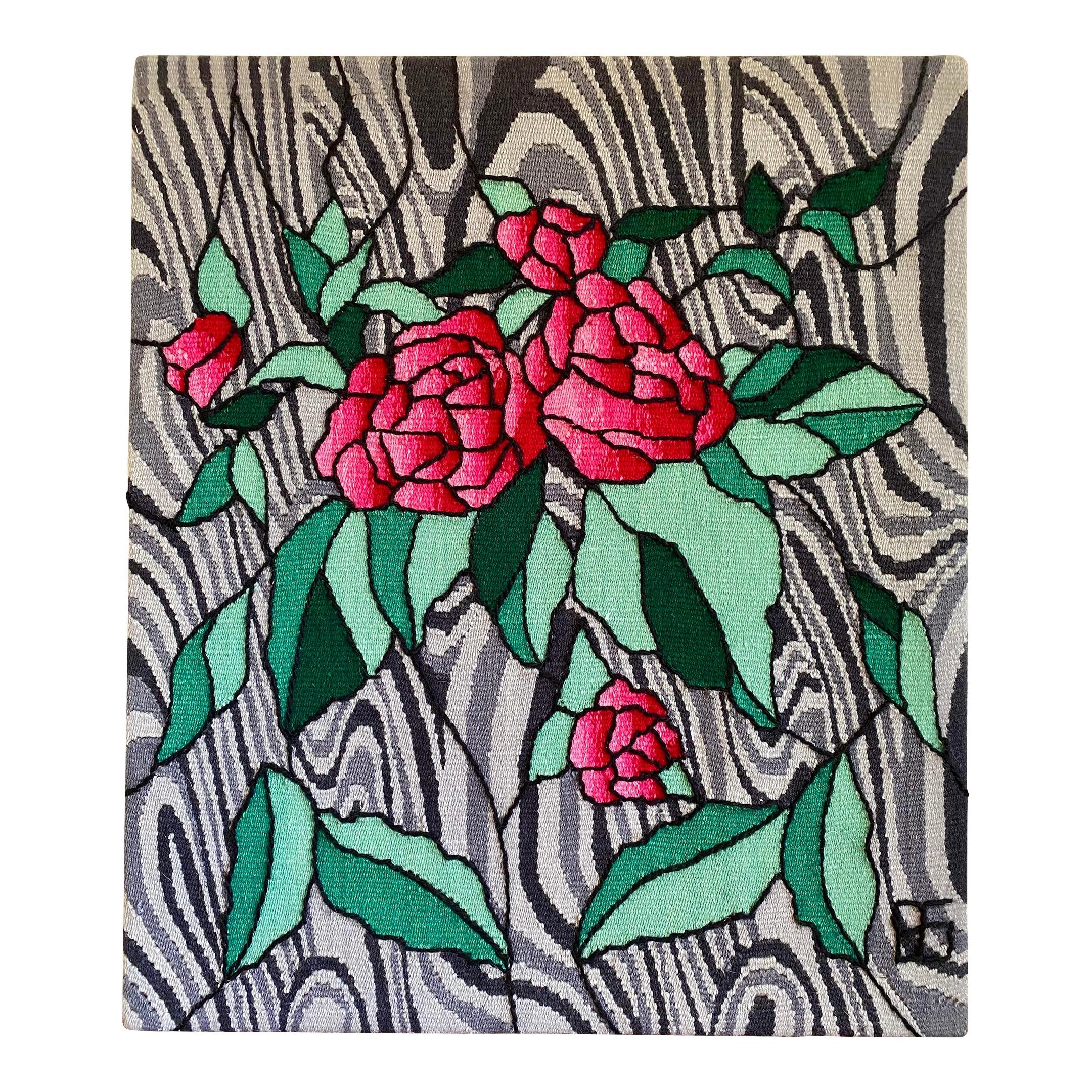 Tapisserie de roses sur fond psychédélique en vente 3
