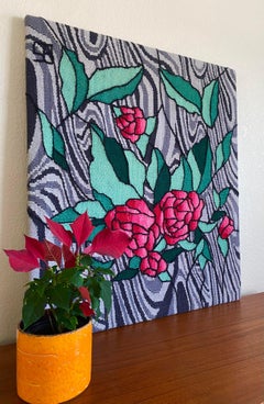 Roses on Psychedelic Background Needlepoint