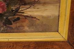 Quadro di rose in una grande e insolita cornice di legno Deco