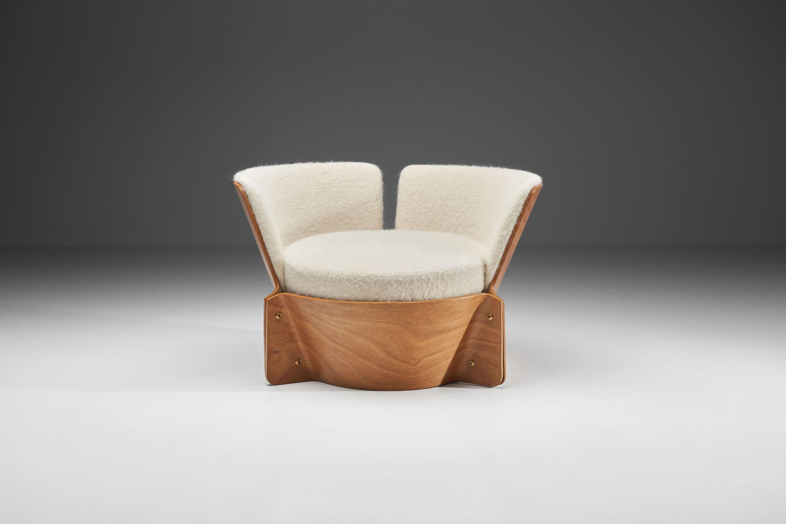 Wool “Roset” Chair by Ole Gjerløv-Knudsen and Torben Lind, Denmark, 1970s