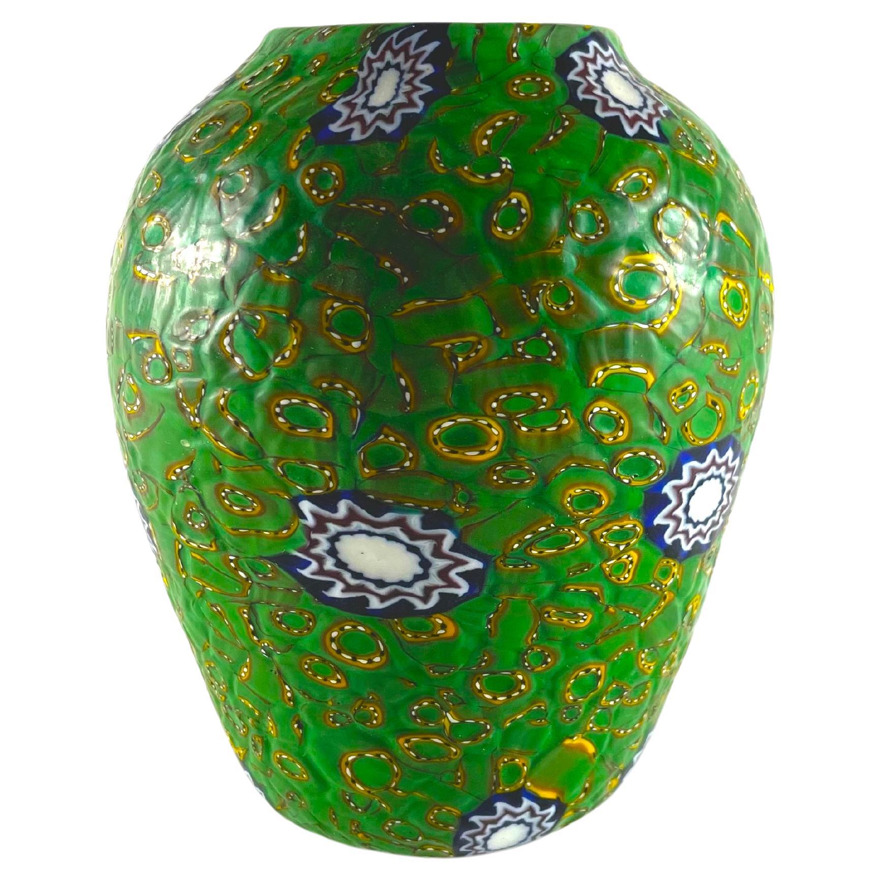 ROSETA murrina, with green and gold, by FRATELLI TOSO MURANO, 1950 circa For Sale