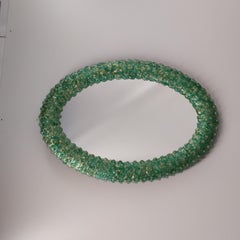 "Roseto Gold Green"  Oval Murano Glass Rose Mirror by Fratelli Tosi Murano