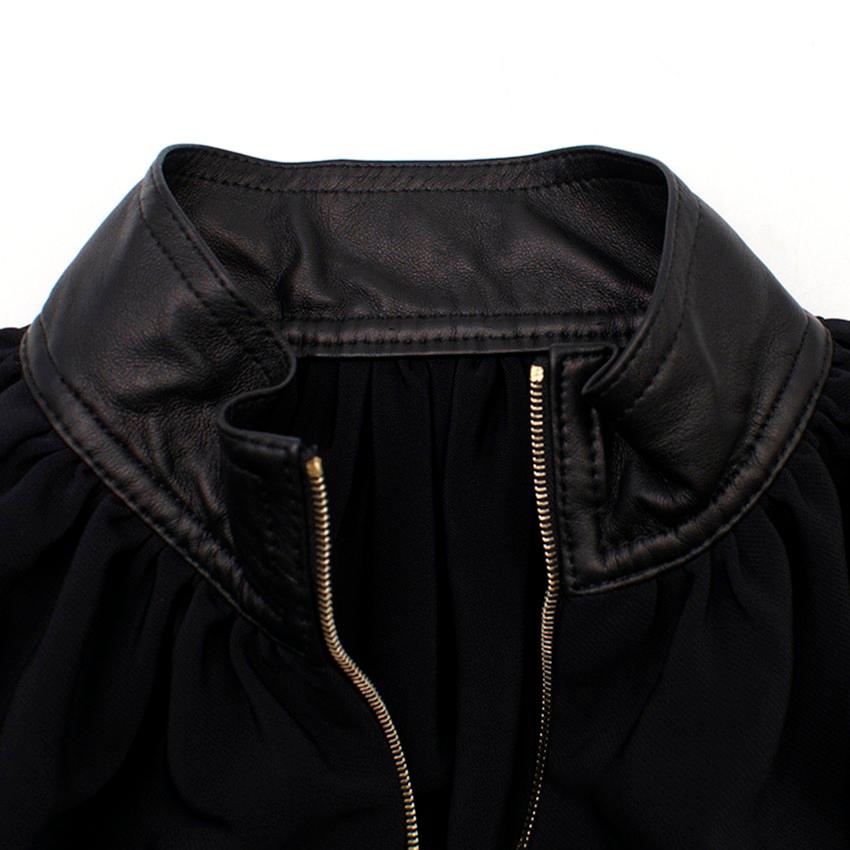 Women's Rosetta Getty Black Faux Leather-Trimmed Jacket US 4