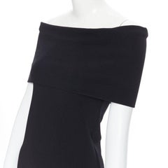 ROSETTA GETTY black knitted foldover banded off shoulder stretch top XS