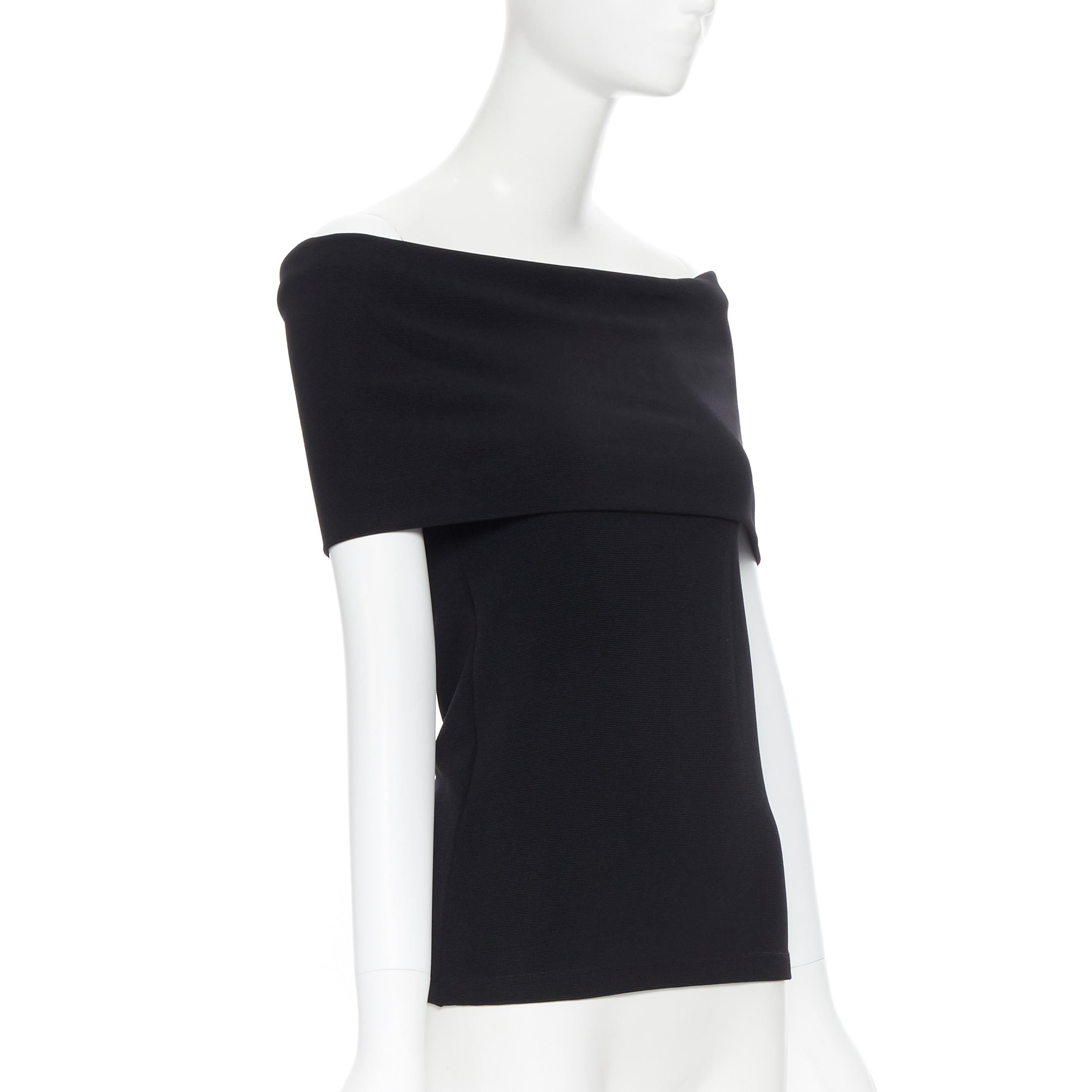 ROSETTA GETTY black knitted foldover banded off shoulder stretch top XS In Excellent Condition In Hong Kong, NT