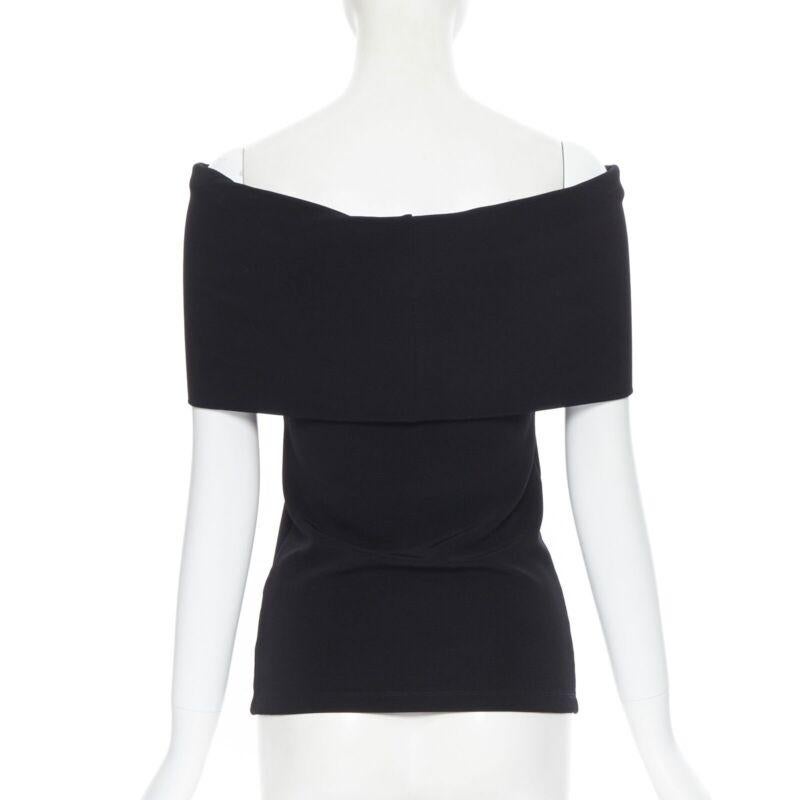 Women's ROSETTA GETTY black knitted foldover banded off shoulder stretch top XS For Sale