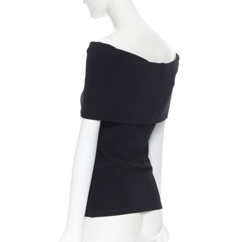 ROSETTA GETTY black knitted foldover banded off shoulder stretch top XS For Sale 1