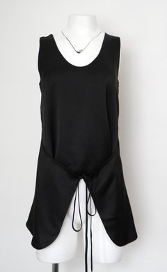 Rosetta Getty Black Satin Front-tie Sleeveless Top, Size 4