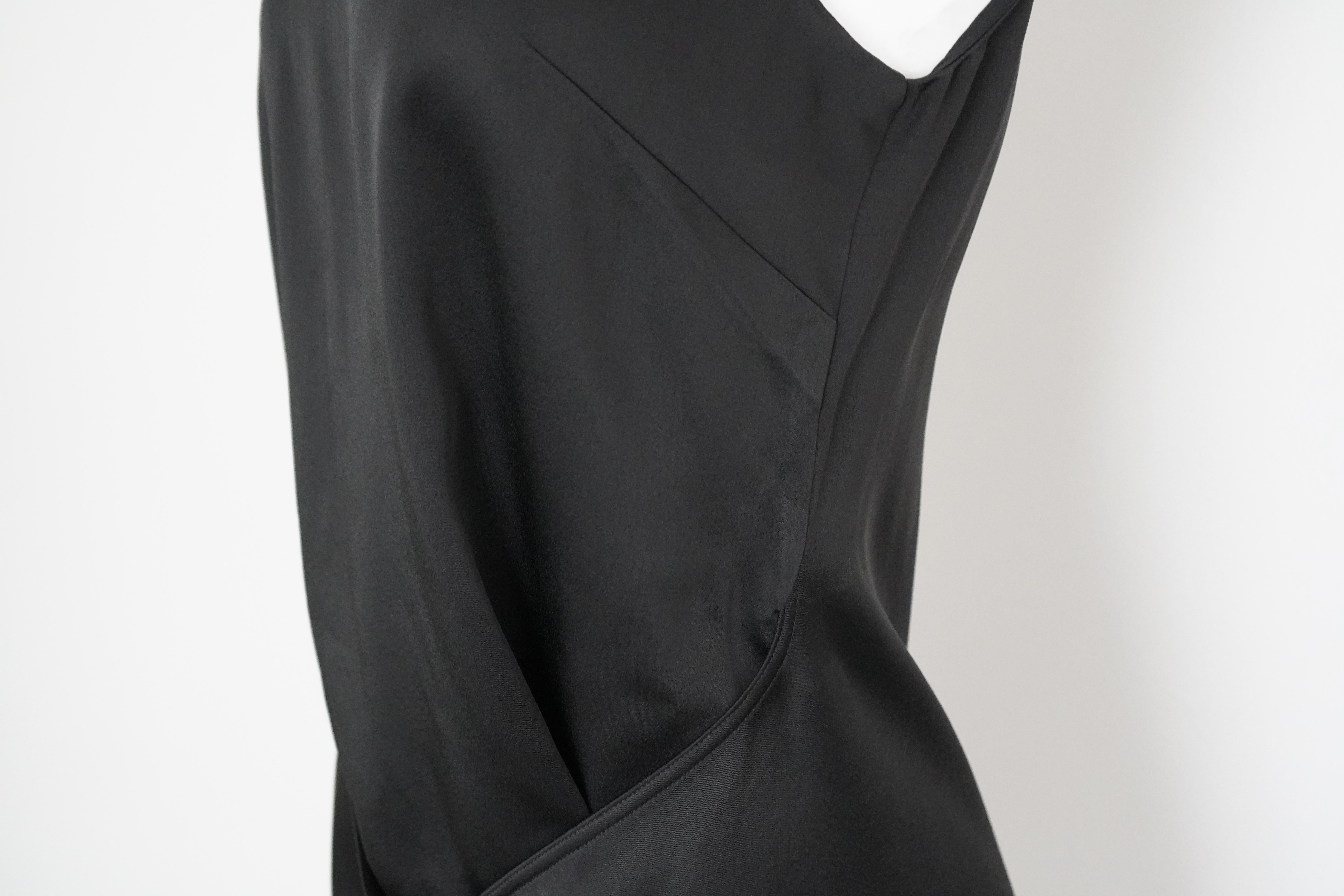 Women's Rosetta Getty Black Satin Front-tie Sleeveless Top, Size 4 For Sale
