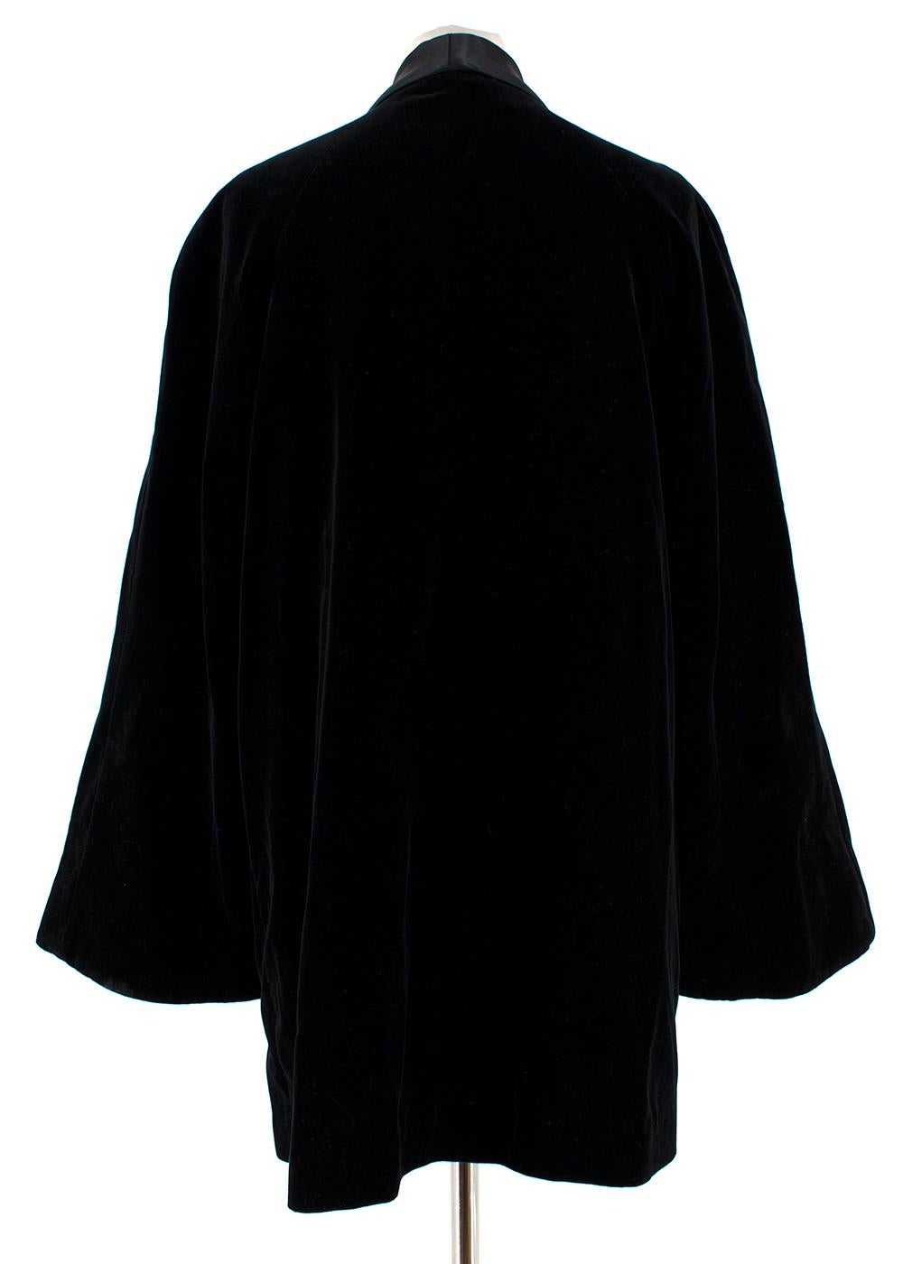 Rosetta Getty Black Velvet Satin Detail Shawl Jacket - Size US 4 In Excellent Condition In London, GB