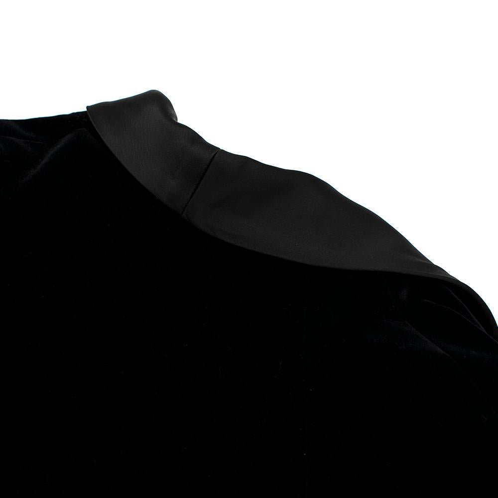Rosetta Getty Black Velvet Satin Detail Shawl Jacket - Size US 4 4