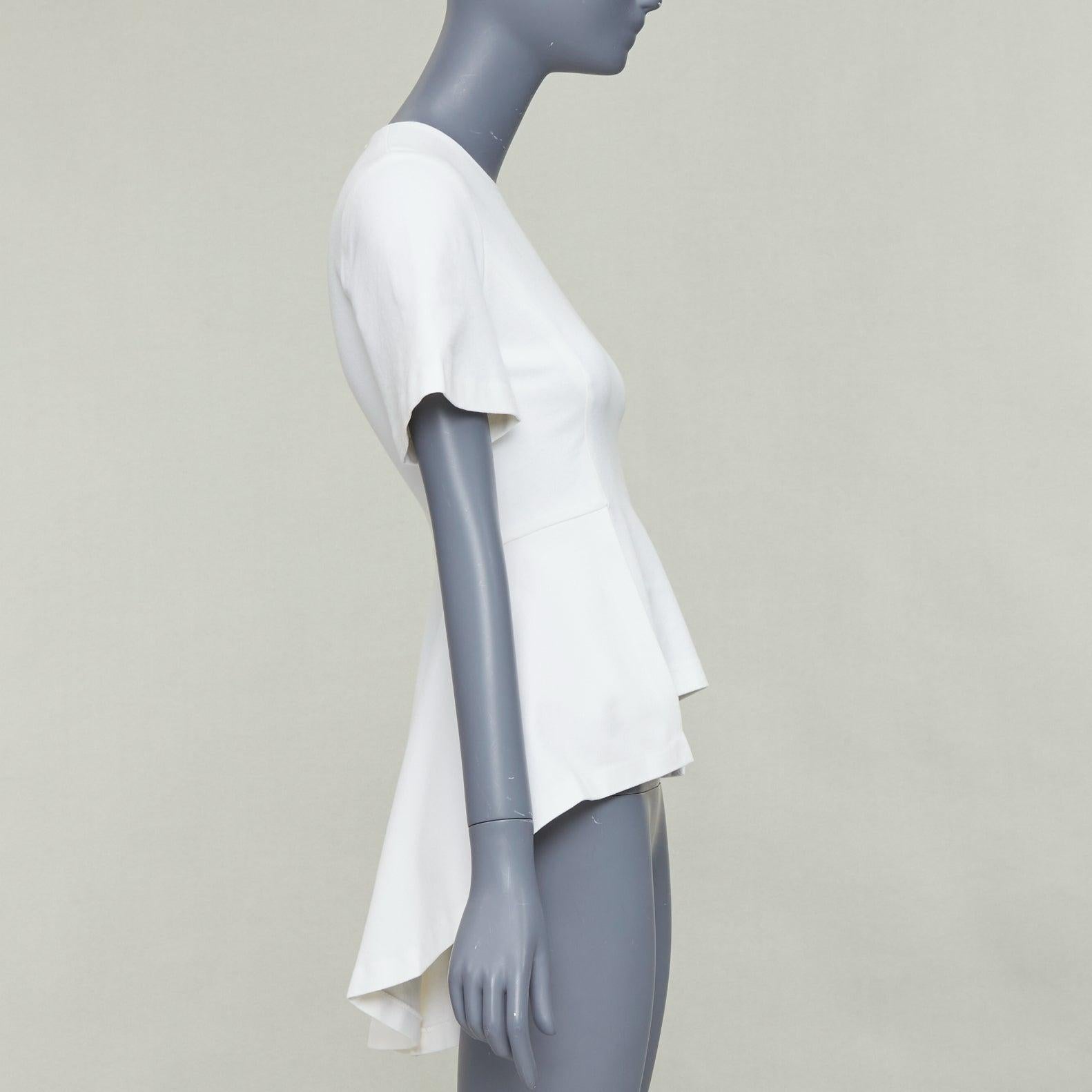 ROSETTA GETTY cream silk trim peplum cascade high low top top XS In Excellent Condition For Sale In Hong Kong, NT