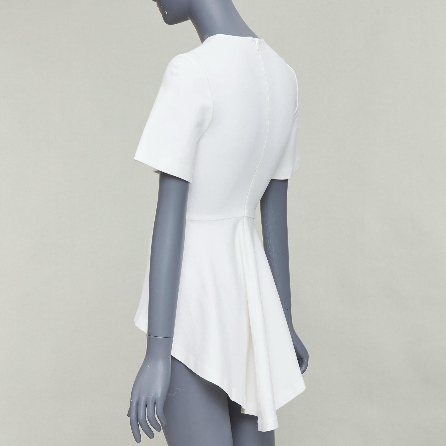 ROSETTA GETTY cream silk trim peplum cascade high low top top XS For Sale 1
