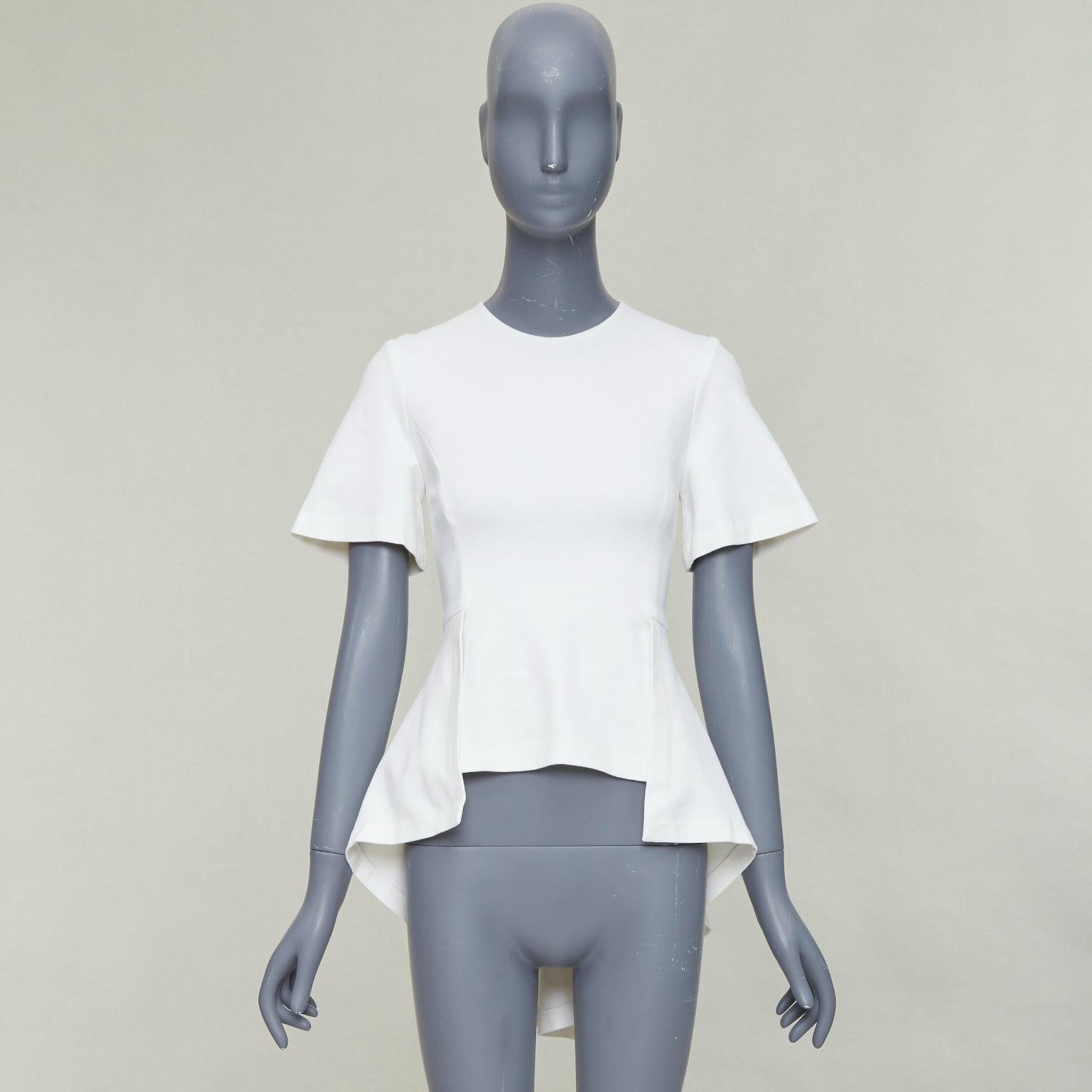 ROSETTA GETTY cream silk trim peplum cascade high low top top XS For Sale 4