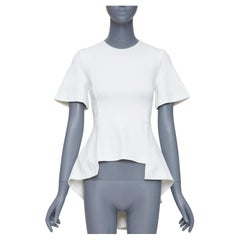 ROSETTA GETTY cream silk trim peplum cascade high low top top XS