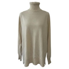Rosetta Getty Ecru Mélange Cashmere Turtleneck Sweater XS Oversized Ribbed Trim