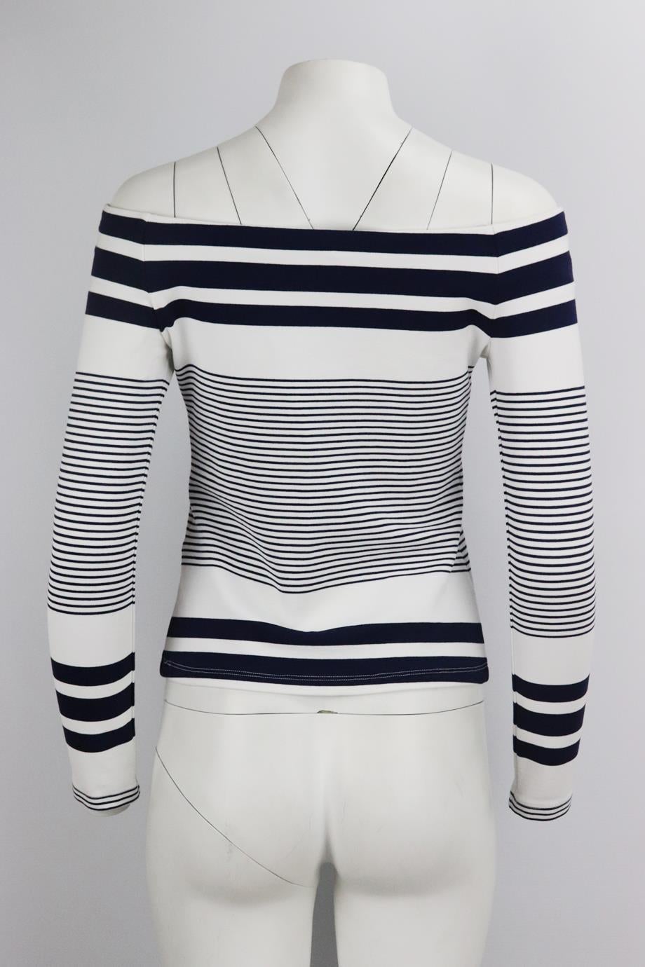 Rosetta Getty Off The Shoulder Striped Stretch Jersey Top Small In Excellent Condition In London, GB