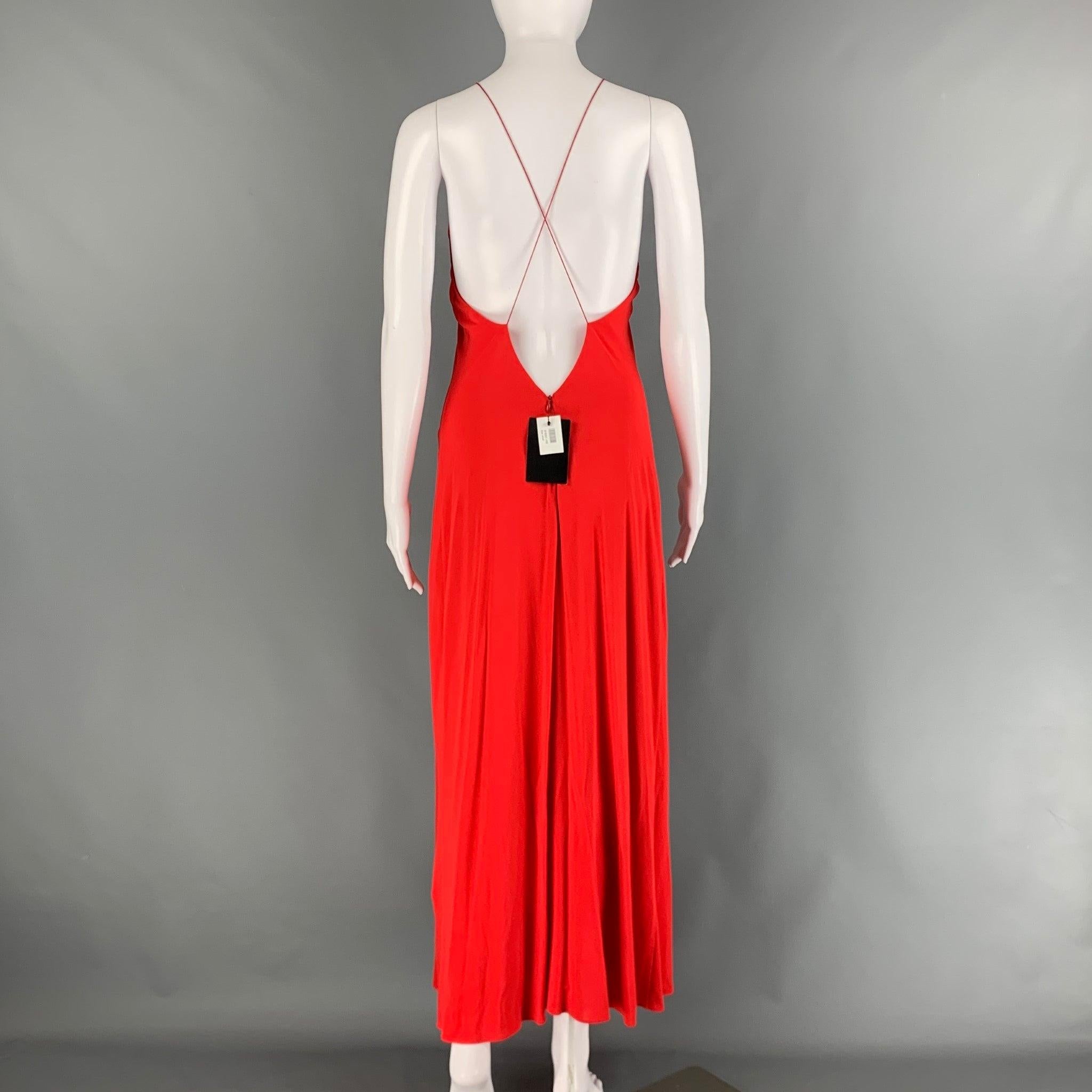 ROSETTA GETTY Size S Red Viscose Column Long Gown In Excellent Condition For Sale In San Francisco, CA