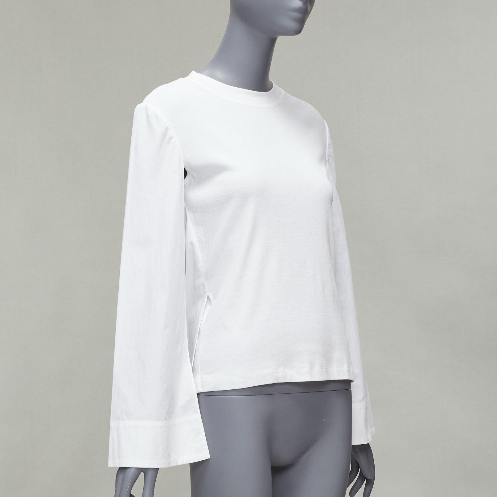 ROSETTA GETTY white 100% cotton woven cape sleeves knitted top XS In Good Condition For Sale In Hong Kong, NT
