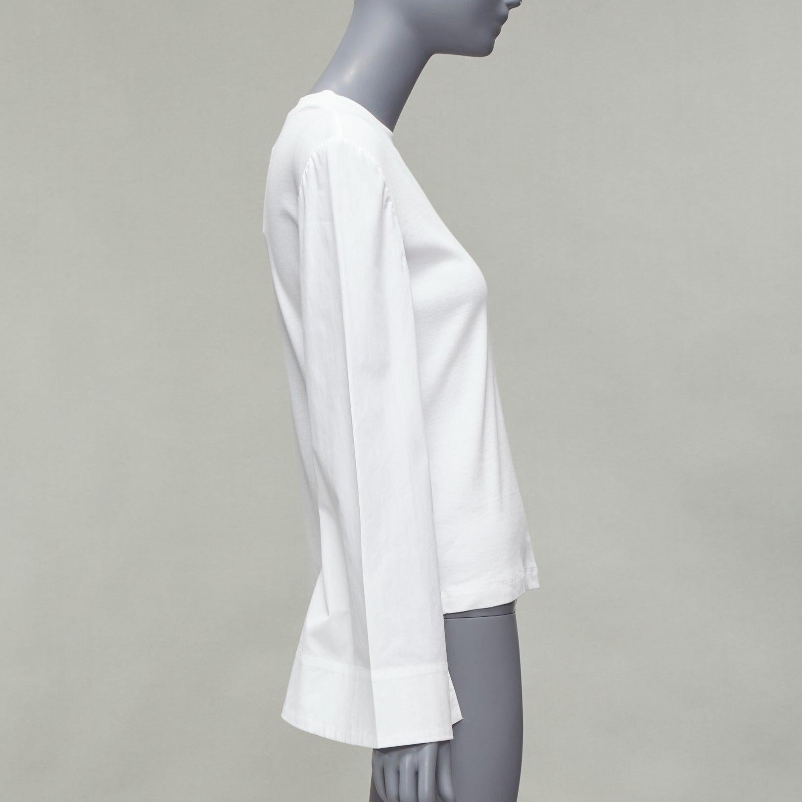 ROSETTA GETTY white 100% cotton woven cape sleeves knitted top XS In Good Condition For Sale In Hong Kong, NT