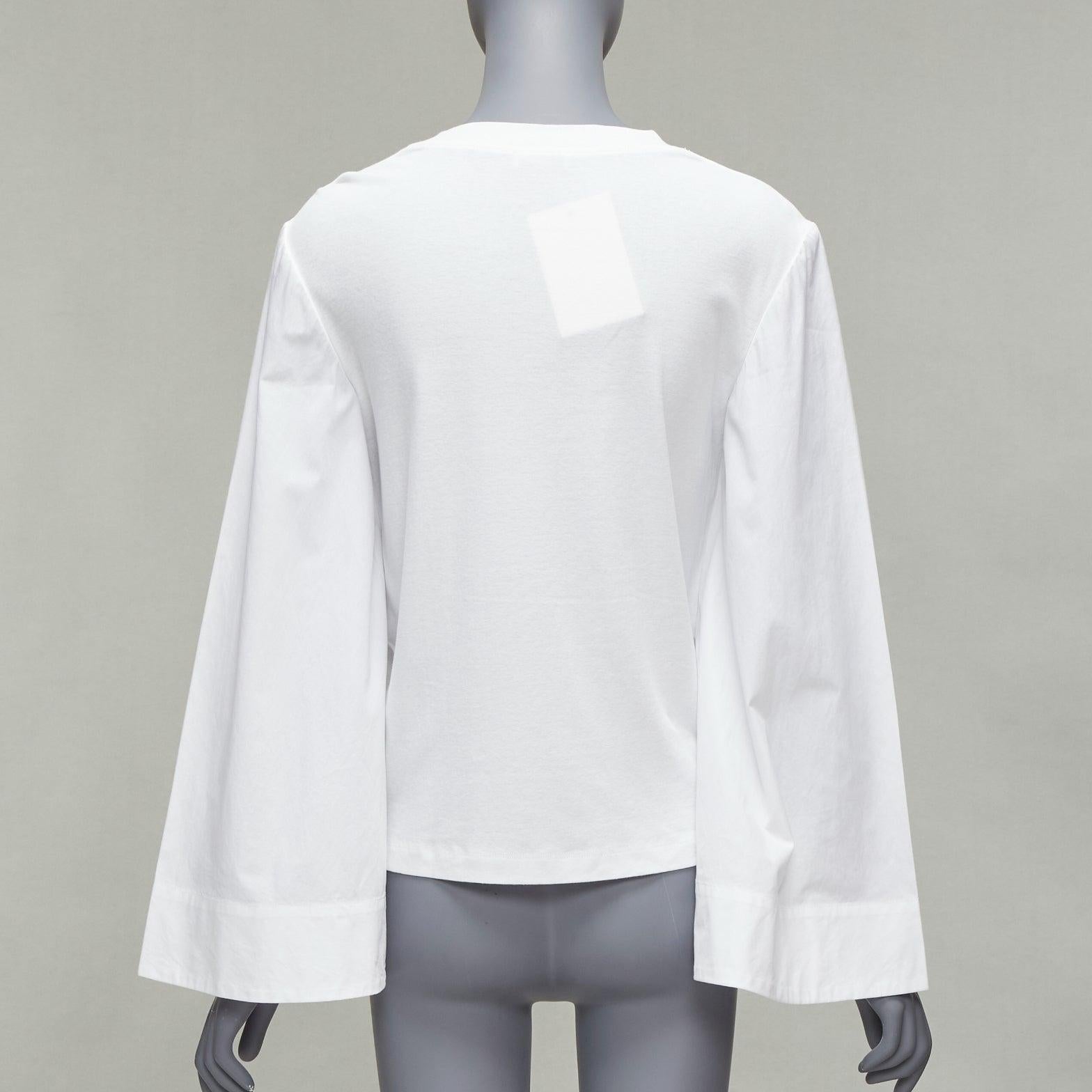 Women's ROSETTA GETTY white 100% cotton woven cape sleeves knitted top XS For Sale