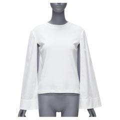 ROSETTA GETTY top de punto con mangas de capa tejido 100% algodón blanco XS