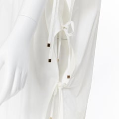 ROSETTA GETTY white cotton gold harware tie side high low casual dress XS