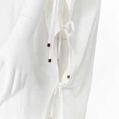 ROSETTA GETTY white cotton gold harware tie side high low casual dress XS