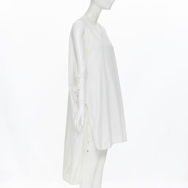 ROSETTA GETTY white cotton gold harware tie side high low casual dress XS In Good Condition For Sale In Hong Kong, NT