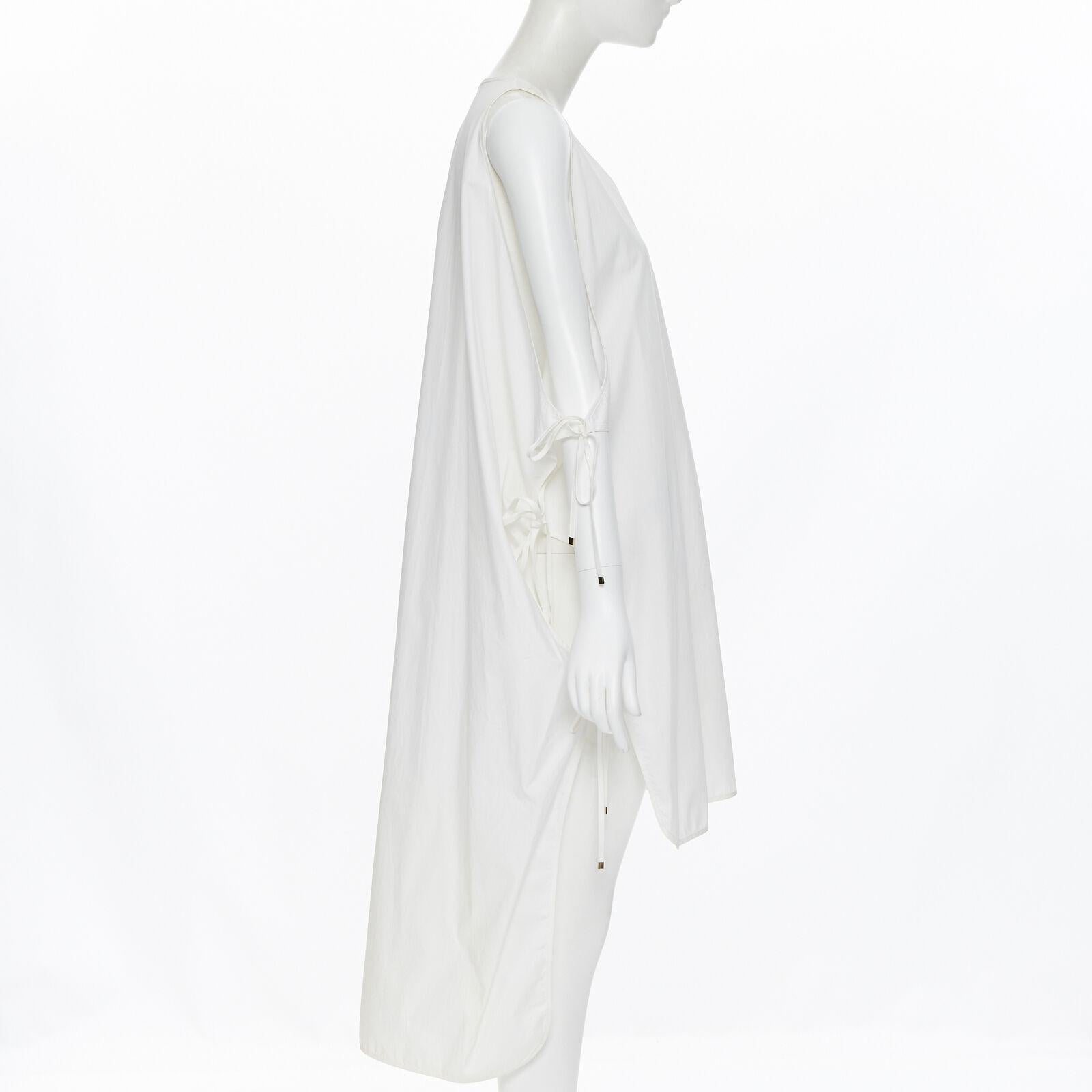 ROSETTA GETTY white cotton gold harware tie side high low casual dress XS In Good Condition For Sale In Hong Kong, NT