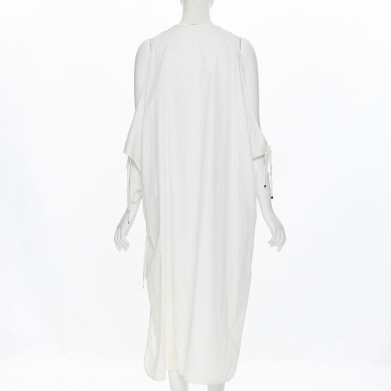 ROSETTA GETTY white cotton gold harware tie side high low casual dress XS For Sale 1