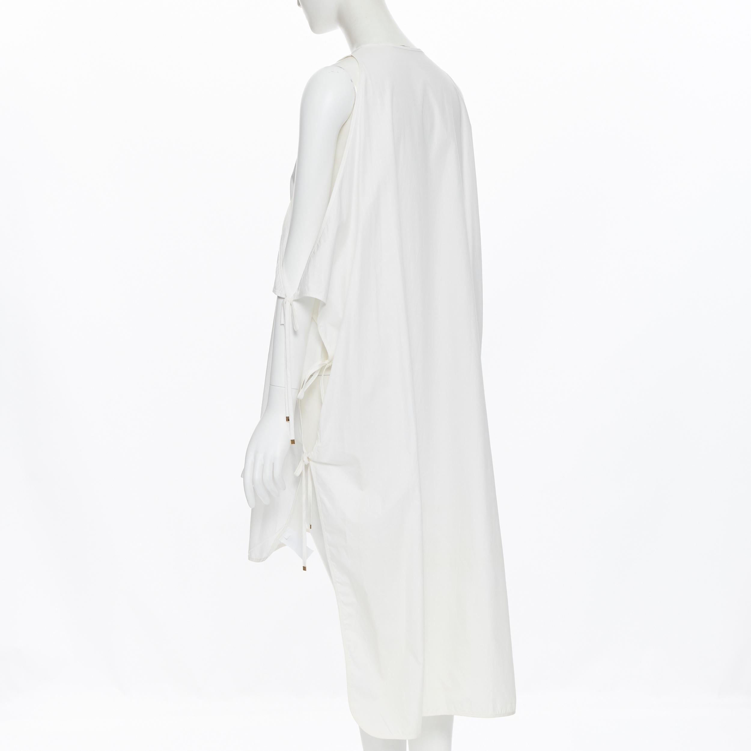 ROSETTA GETTY white cotton gold harware tie side high low casual dress XS In Excellent Condition In Hong Kong, NT