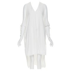 ROSETTA GETTY white cotton gold harware tie side high low casual dress XS