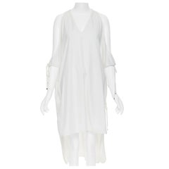ROSETTA GETTY algodón blanco dorado harware lazo lateral alto bajo vestido casual XS